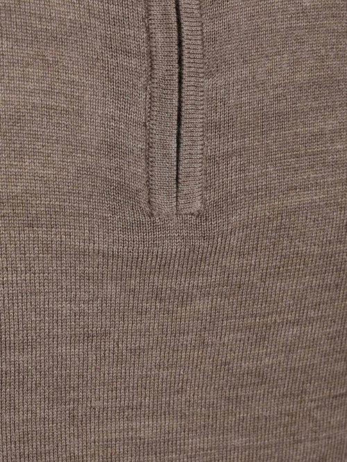 halve rits pullover merinowol bruin