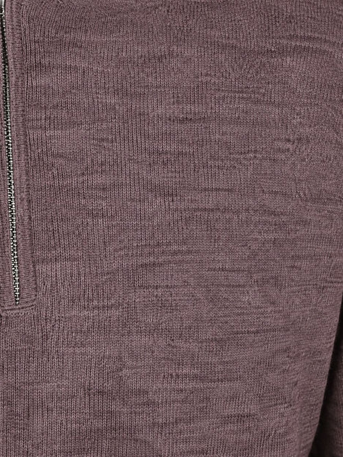 halve rits pullover merinowol aubergine