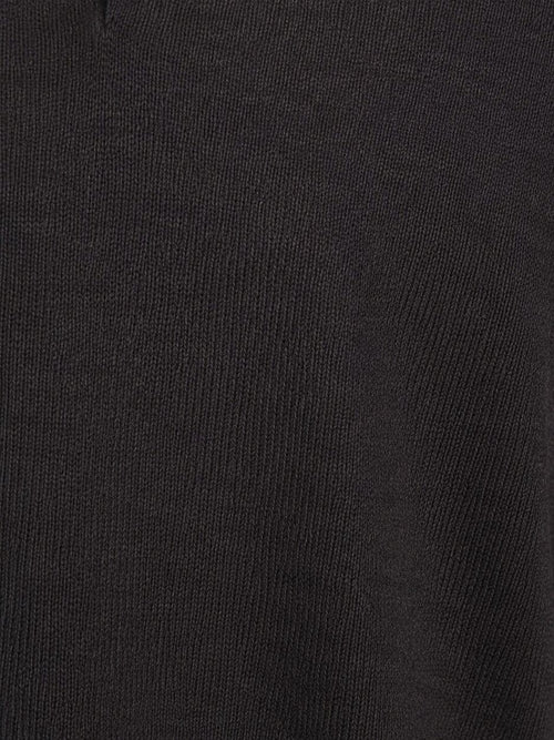 Longsleeve poloshirt merinowol donkerbruin