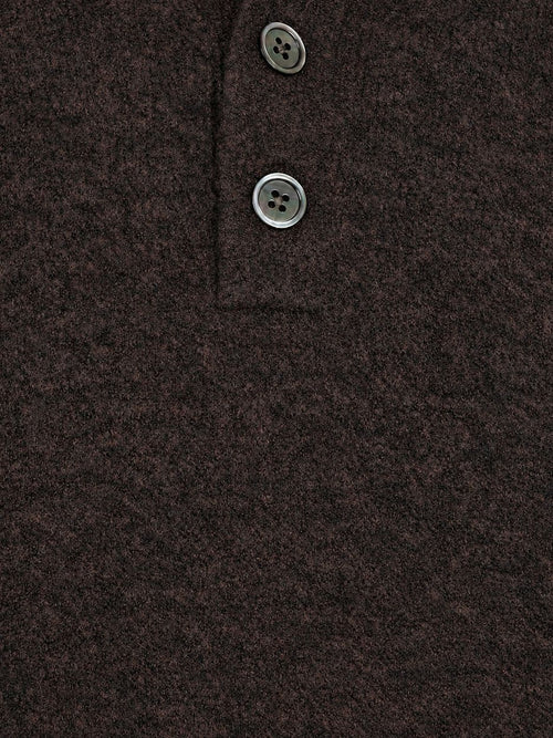 Longsleeve poloshirt boiled wool bruin