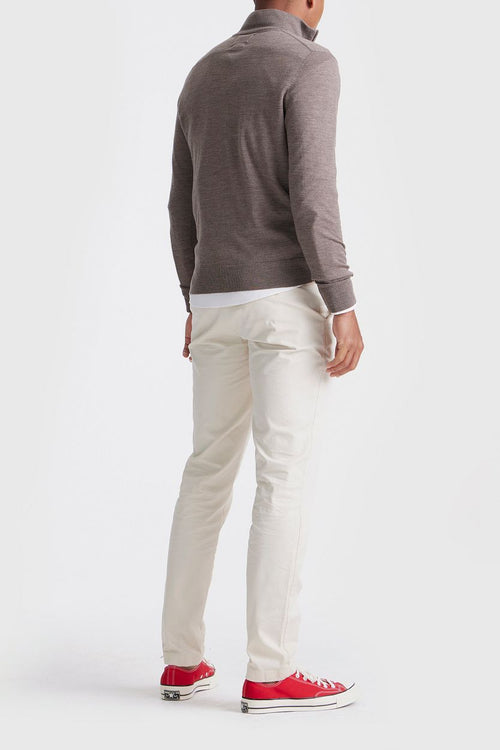 The michael halve rits pull merino bruin