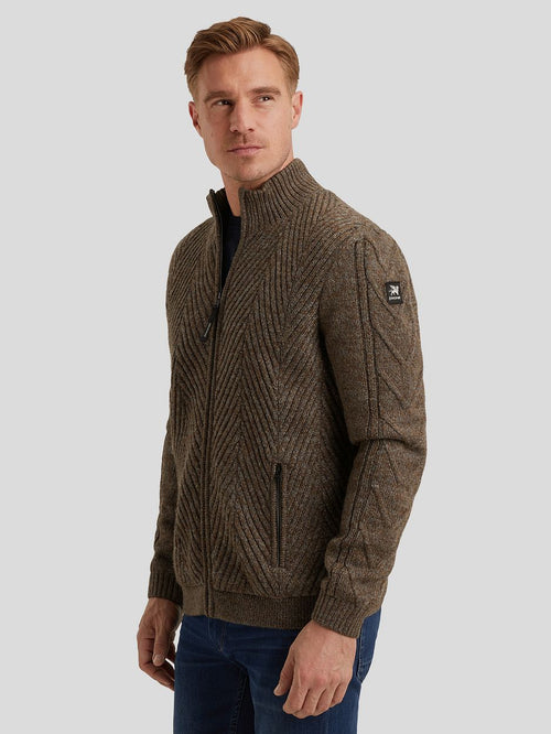 Vest structuur wol blend bruin