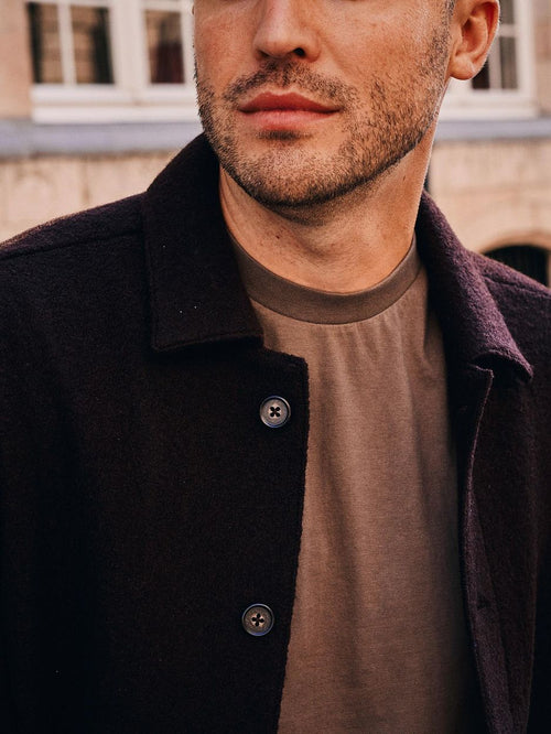 Overshirt wool bouclé bruin