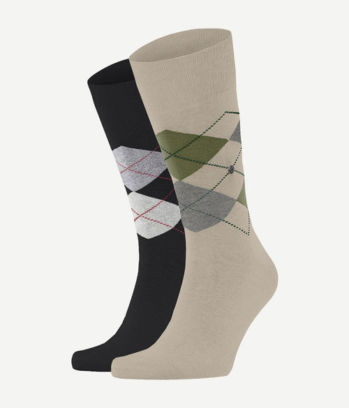 Gift box argyle (2-pack) ruiten zwart ecru