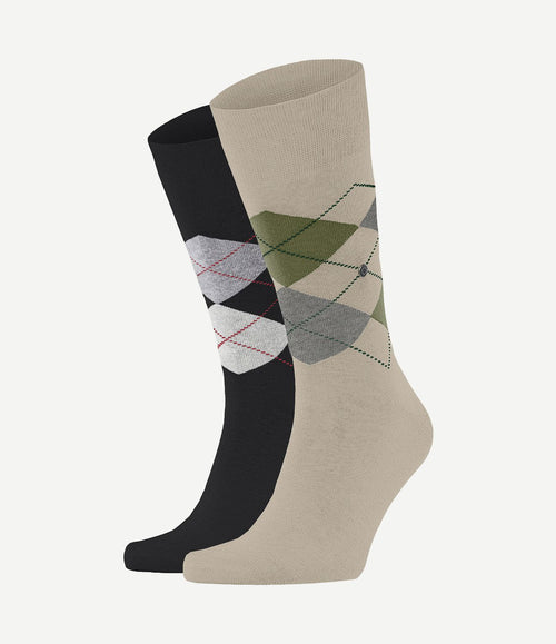 Gift box argyle (2-pack) ruiten zwart ecru