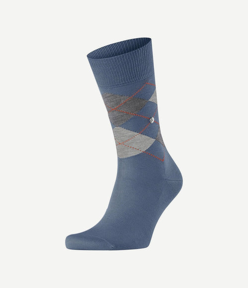 Manchester sok ruit blauw 6274
