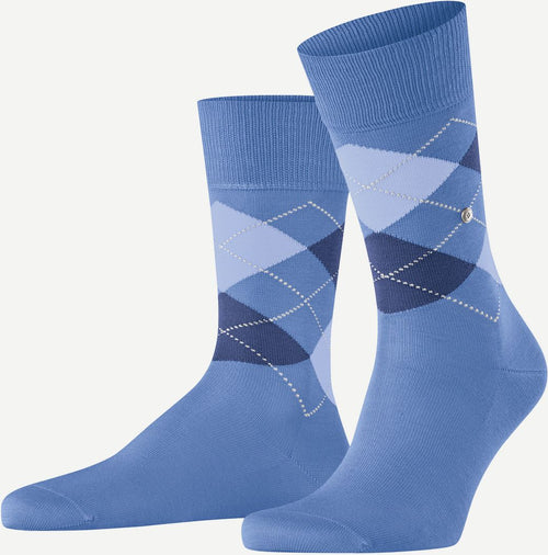 Manchester sok ruit blauw 6550