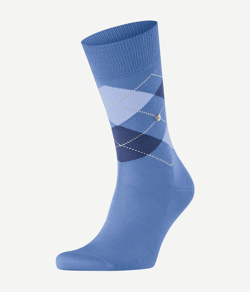 Manchester sok ruit blauw 6550