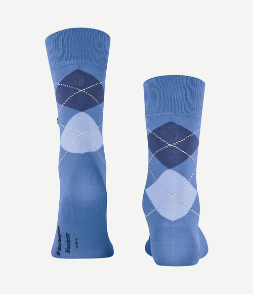Manchester sok ruit blauw 6550