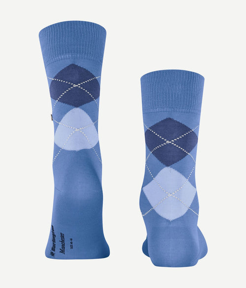 Manchester sok ruit blauw 6550