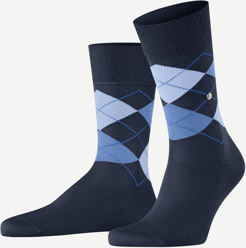 Manchester sok ruit blauw 6120
