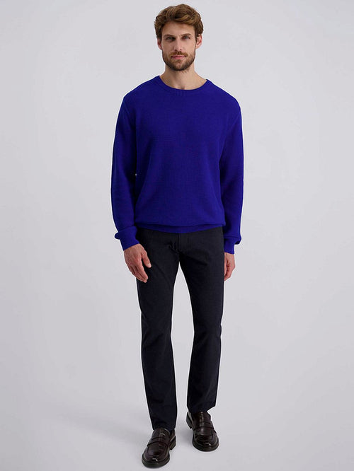 Broek Lyon tapered print donkerblauw