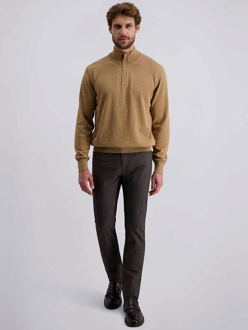 Broek Lyon tapered print bruin