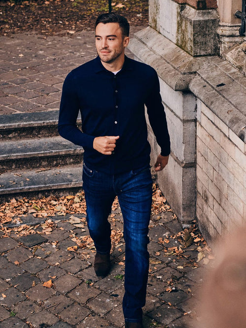 Suitable cardigan shirt merino antraciet | Slim-fit