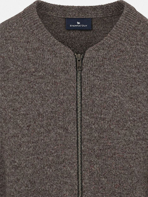 Cardigan lamswol taupe