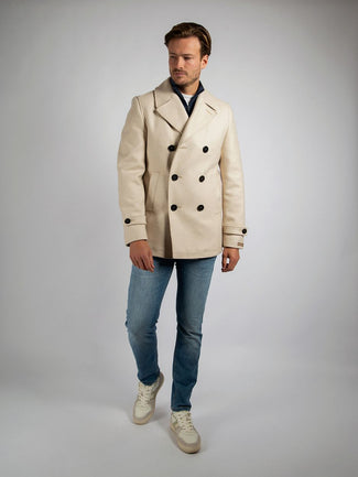 Coat caban wol blend ecru