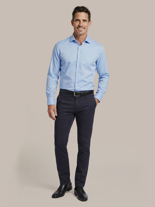 Overhemd dubbelmanchet blauw