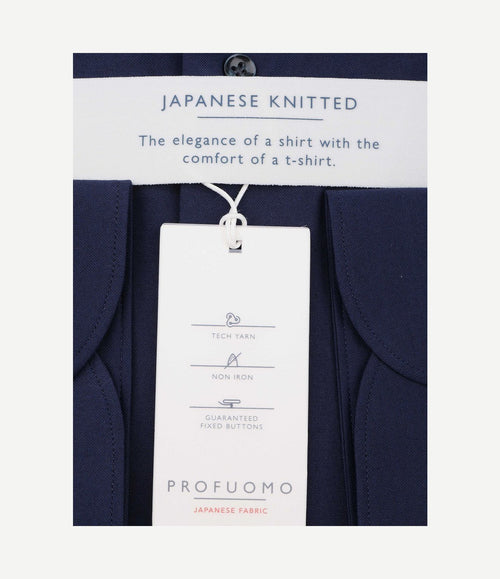 Japanese knitted overhemd donkerblauw