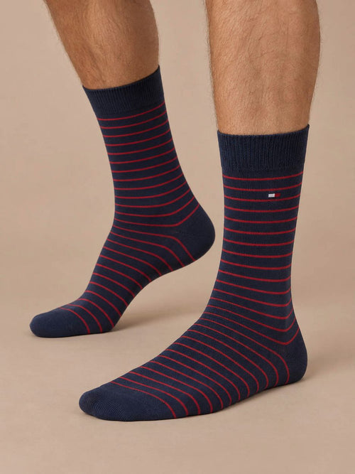 Sokken 2 paar donkerblauw streep