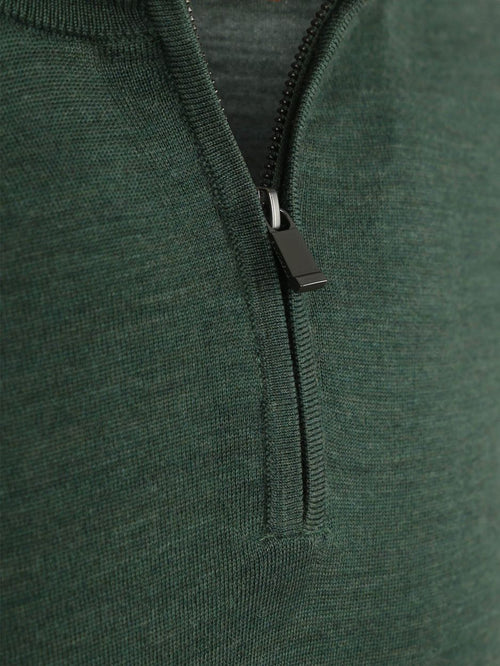 Suitable crew zip merino groen | Slim-fit
