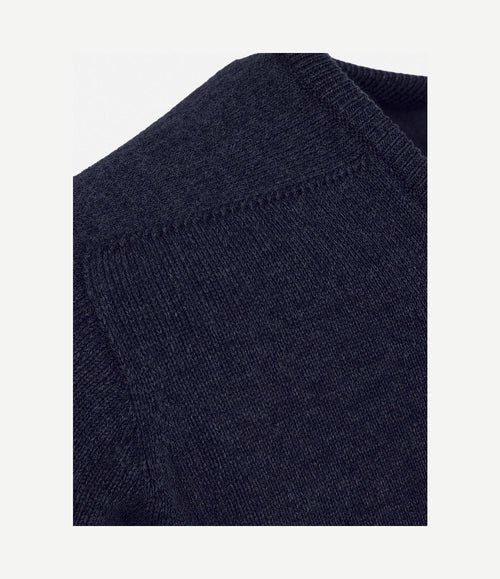 V-hals lamswol Oxford blue