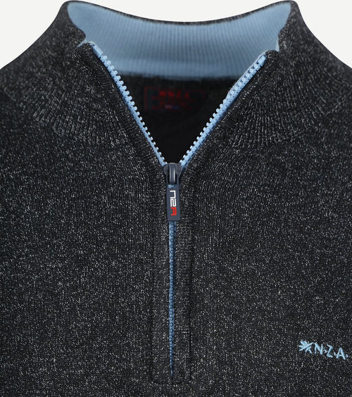 halve rits trui christopher melange donkerblauw