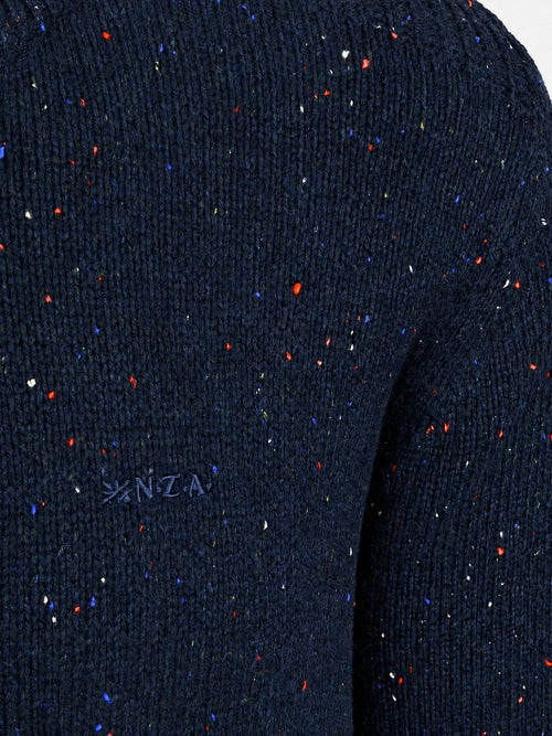 Pullover mocker eltham knit melange Oxford donkerblauw