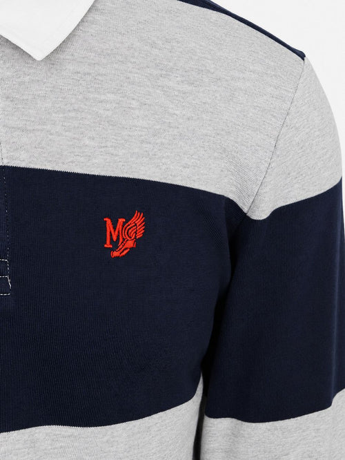 Rugbyshirt streep donkerblauw grijs