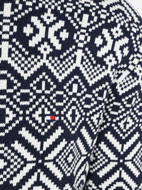 Fairisle trui print donkerblauw