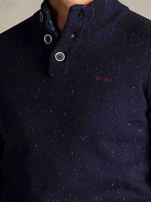 Pullover mocker conor melange icon donkerblauw