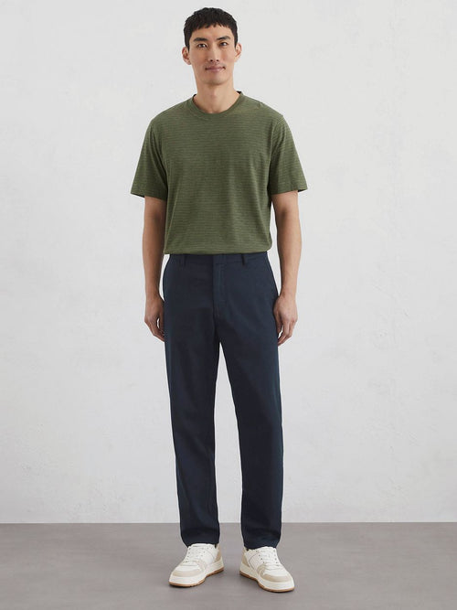 T-shirt slub stripes dark green