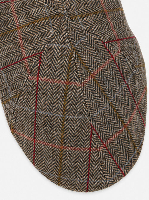 Flat cap wool check groen