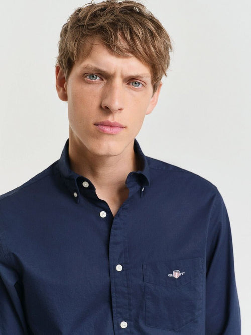 Gant casual overhemd poplin donkerblauw | Regular-fit