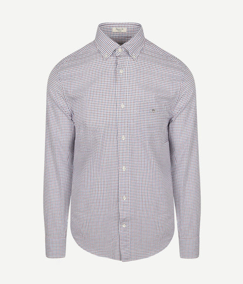 Gant casual overhemd poplin ruit blauw rood | Regular-fit