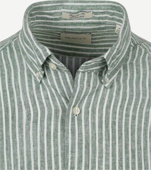 Gant casual overhemd streep linnen groen | Regular-fit