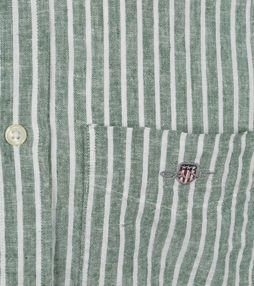 Gant casual overhemd streep linnen groen | Regular-fit
