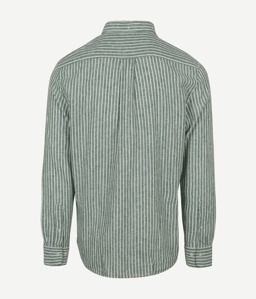 Gant casual overhemd streep linnen groen | Regular-fit