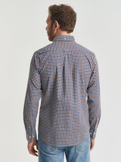 Gant casual overhemd twill ruit bruin | Regular-fit