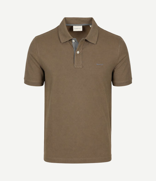 Contrast piqué poloshirt faded taupe