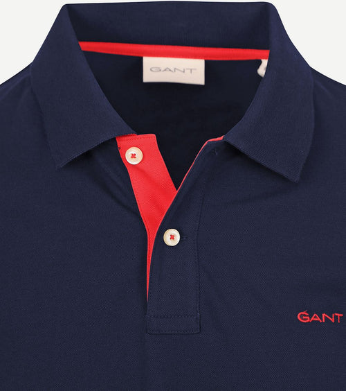 Contrast piqué poloshirt donkerblauw