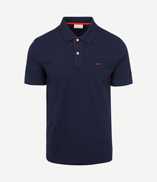 Contrast piqué poloshirt donkerblauw