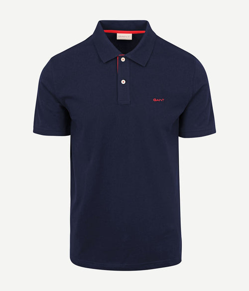 Contrast piqué poloshirt donkerblauw