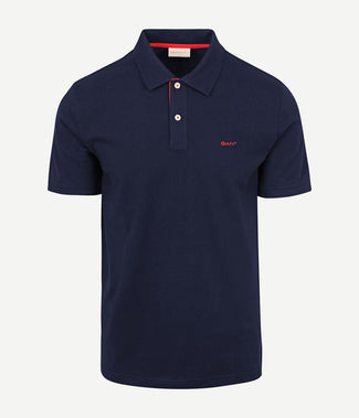Contrast piqué poloshirt donkerblauw