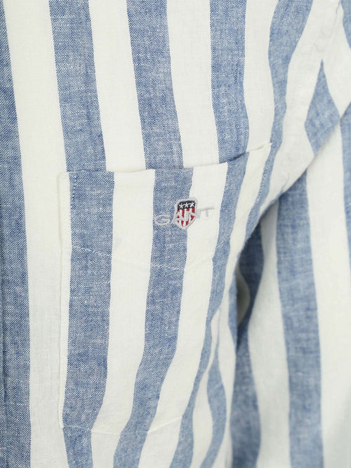 Cotton linen overhemd streep blauw