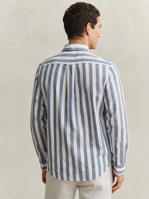Cotton linen overhemd streep blauw