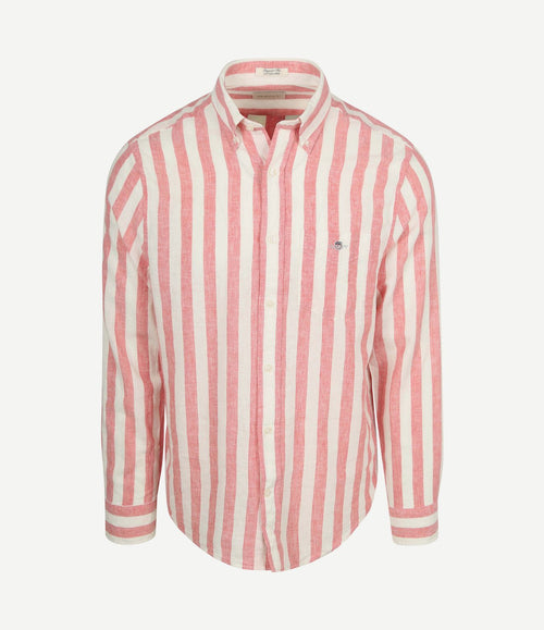 Cotton linen overhemd streep roze