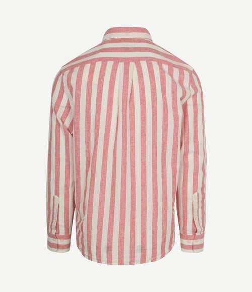 Cotton linen overhemd streep roze