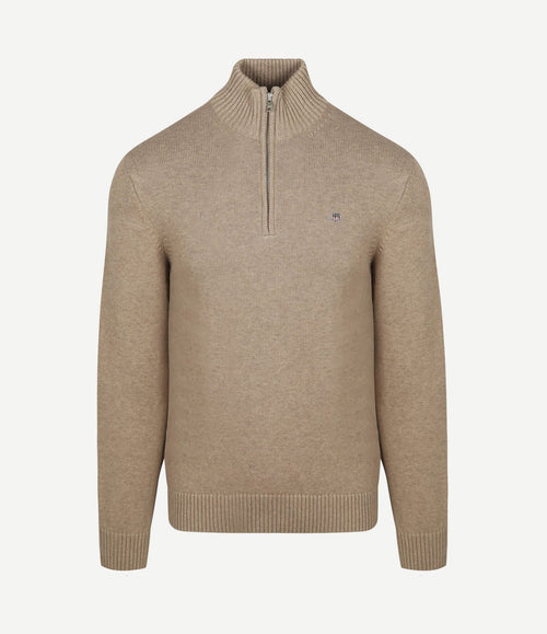 halve rits pullover beige