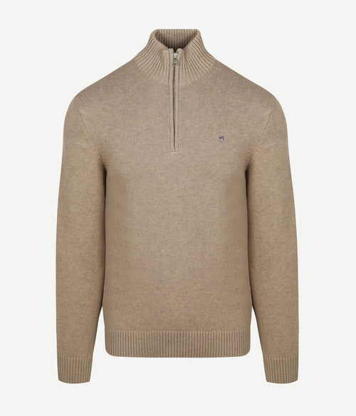 halve rits pullover beige