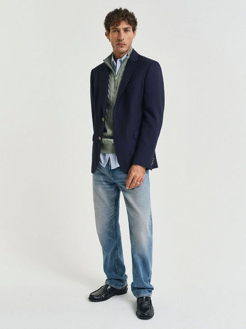 Gant half-zip pullover cable groen | Regular-fit